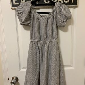 Aqua High-Low Pinstripe Dress